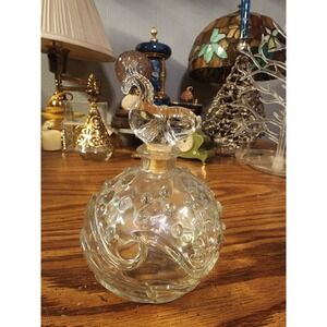 Vintage Art Deco 1940s Alfred Flaster Fish Motif Perfume Bottle, Hobnail Waves